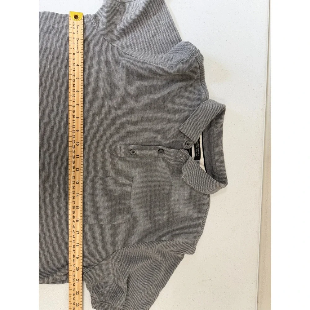 Banana Republic Mens Performance Pique Polo Shirt Grey Stripe Standard Fit L